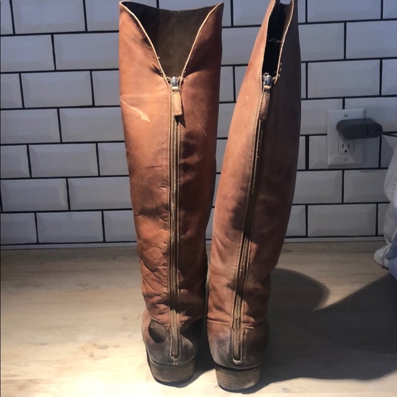 Women’s leather brown knee high boots - Picture 2 of 5